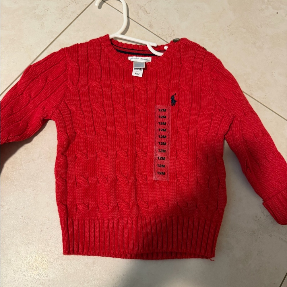 Polo Red Cable Knit Sweater for Toddler